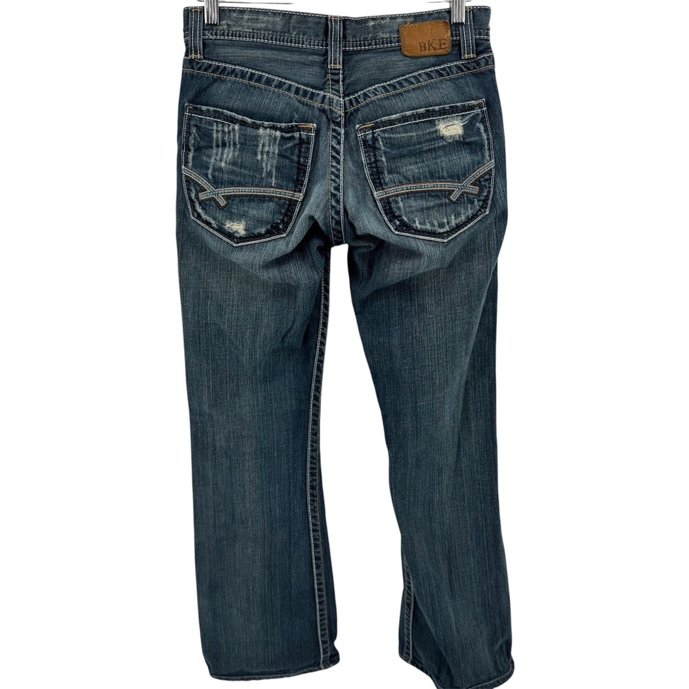 BKE Men's Fulton Distressed Button Fly Low Rise Blue Jeans Denim 29x32